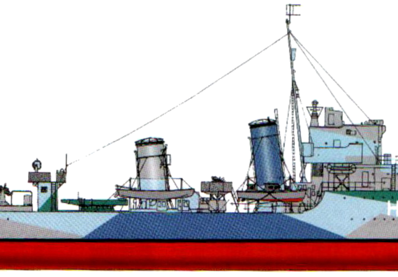 Эсминец ORP Garland H37 1942 [Destroyer] - чертежи, габариты, рисунки